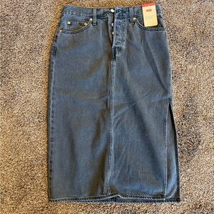 Levi's midi, side split denim jeans